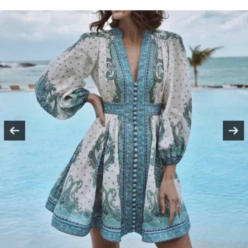 Zimmermann Turquoise And White Patterned Dress - image 5